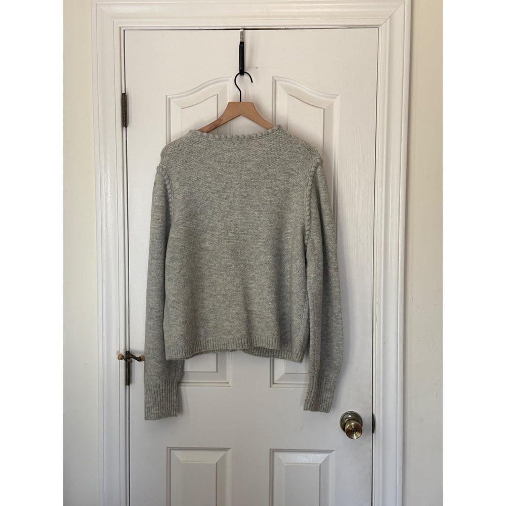 J.Crew | 2023 Odette Sweater Lady Jacket L Gray Jewel Button Merino Alpaca BV762 - Picture 6 of 11